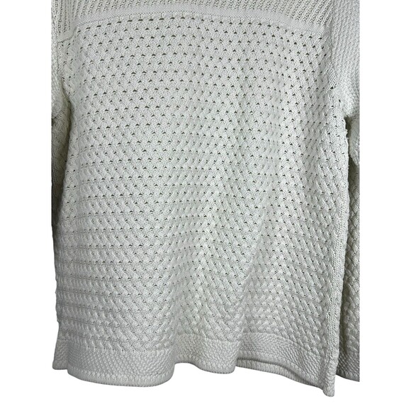 L.L. Bean Women’s 1X Cotton Fisherman Cable Knit Cardigan Sweater Ivory - Picture 12 of 14